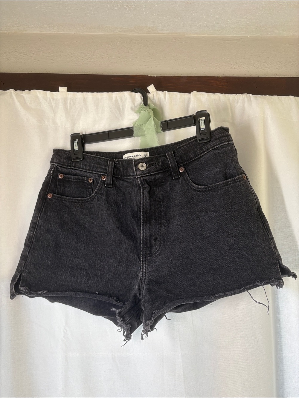 Abercrombie & Fitch Black High-Rise Denim Cutoff Shorts